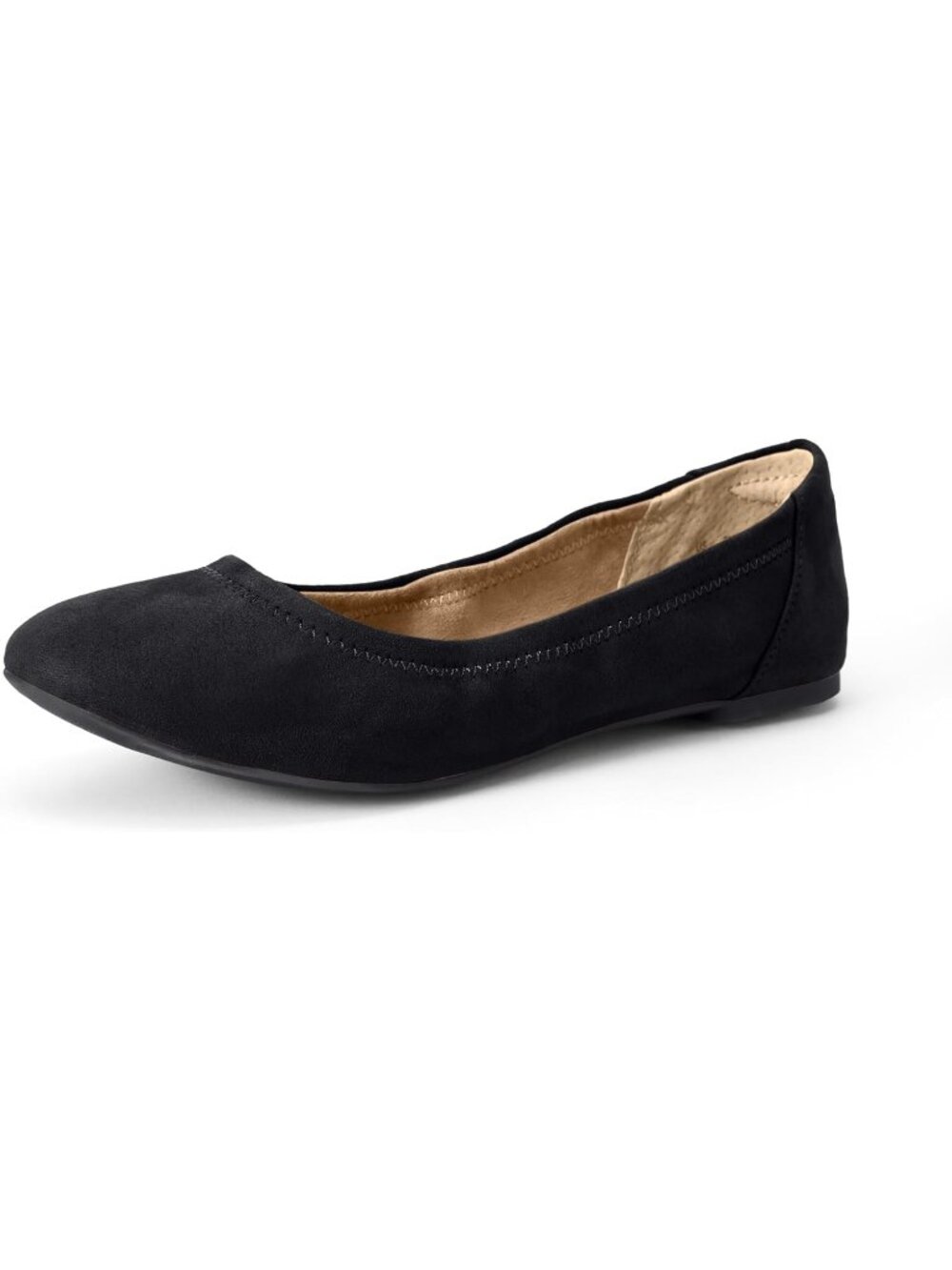 Women's Black Microsuede Faux Leather Synthetic Comfortable Slip-On Flat Shoes